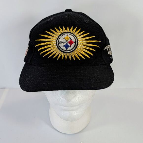 VTG Annco Pittsburgh Steelers 4x Super Bowl Starburst Strapback Cap Hat 90's - Picture 3 of 10